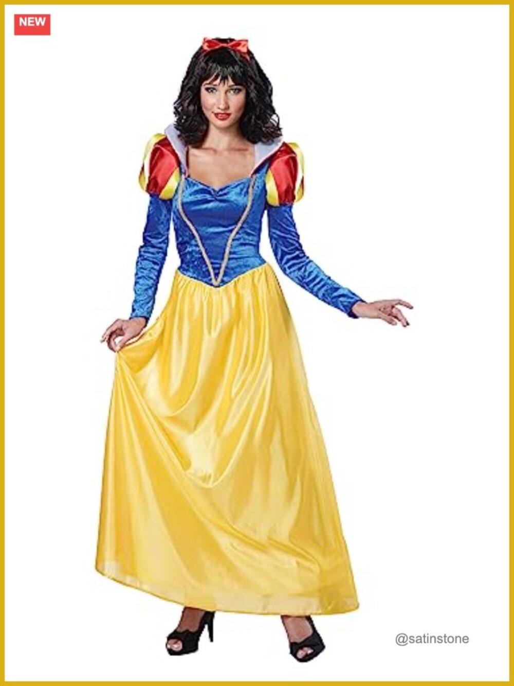 Snow White Costume Dress Collar Hair Ribbon Adult Halloween Cosplay
